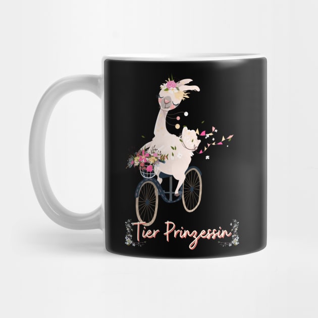 Alpaka Fahrrad Tier Prinzessin Blumen Süß.png by Maggini Art